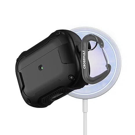 CROSSVOLT Compatible for AirPods Pro 2 Case with Mag-Safe, Wireless Charging, Powerful Drop Protection, TPU, Tough Magnetic Cover for AirPods Pro 1st/2nd Generation (2022/2019),Black