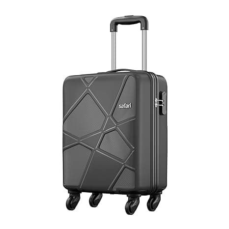 Safari Pentagon Hardside Small Size Cabin Luggage Suitcase Trolley Bags for Travel Black Color 55cm