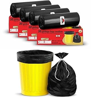 Shalimar Premium Garbage Bags (Medium) Size 19 x 21 Inches 4 Rolls 120 Bags Dustbin Bag/Trash Bag - Black Color